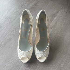 christian louboutin lace peep toe heels